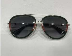 Gucci GG0062S 003 Gold/Green/Red Web Aviator Sunglasses